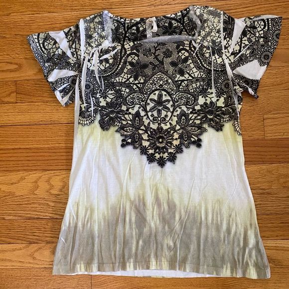 Susan Lawrence Boat Neck Shirt Women’s Small Multicolor Flare Sleeve Top Casual - Picture 1 of 6